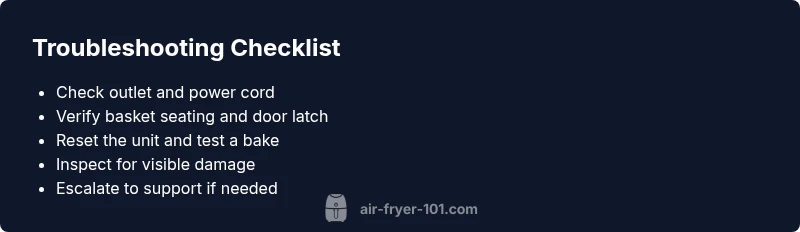Air fryer troubleshooting checklist infographic