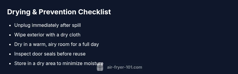 Checklist for drying and preventing moisture in air fryers